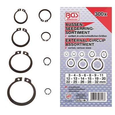 Bgs Außen-Seegerring Sortiment 3-32 mm 300-tlg [Hersteller-Nr. 8046] Image