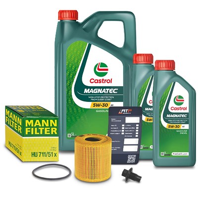 Mann-filter Ölfilter+Schraube+7 L Castrol Magnatec 5W-30 A5 [Hersteller-Nr. 10491845] für Fiat, Ford, Jaguar, Land Rover