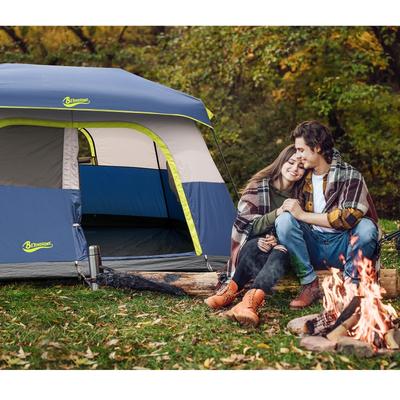 Instant Cabin Tent, 6 Person Camping Tent Setup in 60 Seconds with Rainfly & Windproof Tent with Carry Bag for Family Camping