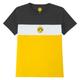 Borussia Dortmund BVB T-Shirt Blockstreifen Kinder - Offizieller Fanartikel, Anthrazitgelbes Shirt mit BVB-Emblem, 100% Baumwolle Gr. 164