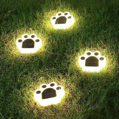 1/4pcs Outdoor Solar Cat Paw Lawn Lights, Solar Cute Cat Paw Deck Lights Ground Lamps LED Cat Paw Scene Light Landscape Light