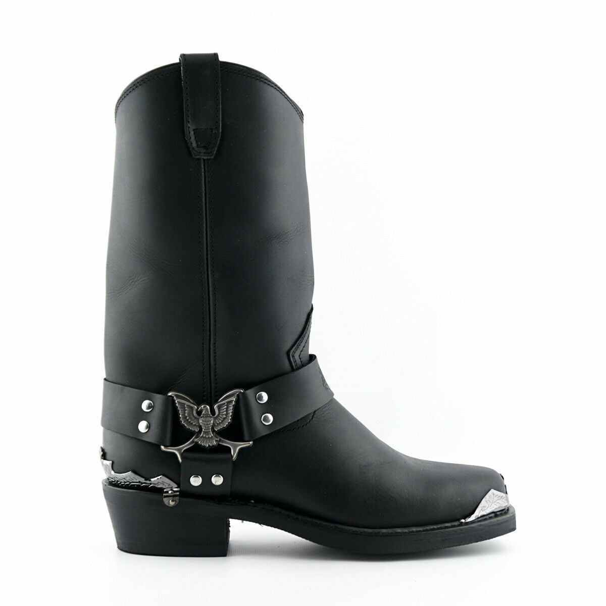 Schwarze Cowboy-Bikerstiefel für Herren von Grinders – Eagle Hi