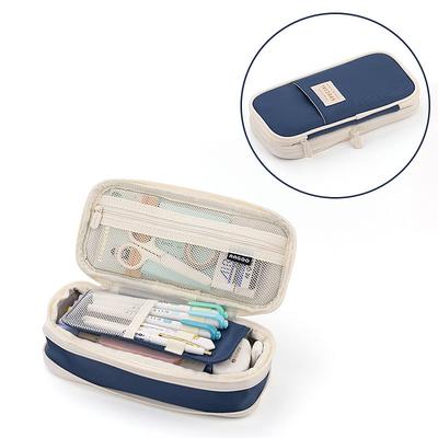 Multifunctional Cosmetic Bag Macaroon Big Capacity Double-layer Canvas Pencil Case Travel Storage Pouch School Supplies, Back to School Gift