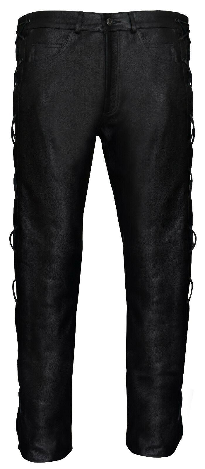Herren Biker-Jeans aus Leder mit Schnürung – Utah Image