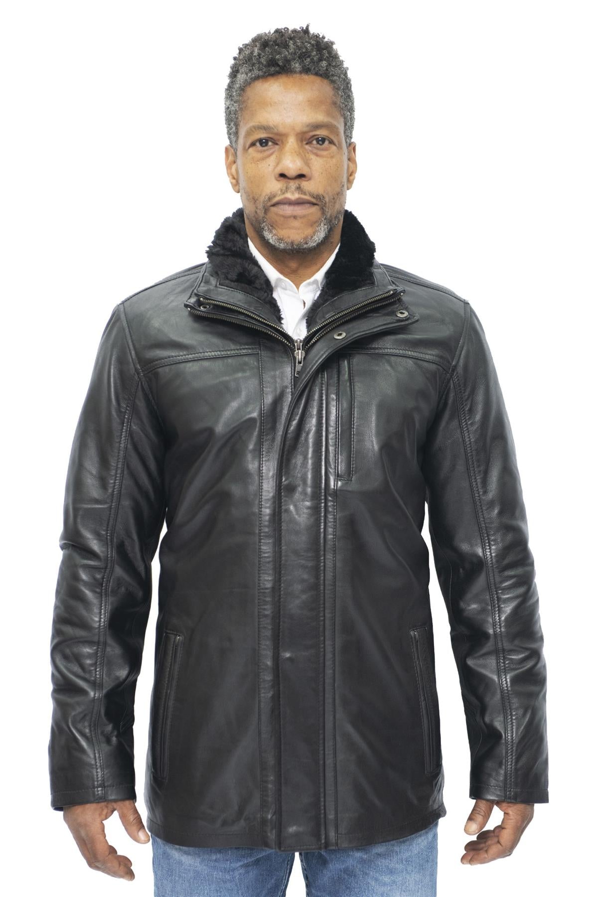 Mittellanger Ledermantel für Herren – Hanoi Image