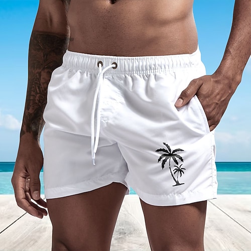 Herren Boardshorts Badeshorts Badehose Schwimmshorts Bademode Kordelzug mit Mesh-Futter Elastische Taille Kokosnussbaum Komfort Schnelltrocknend Kurz Festtage Strand Wochenende Modisch Brautkleider Image