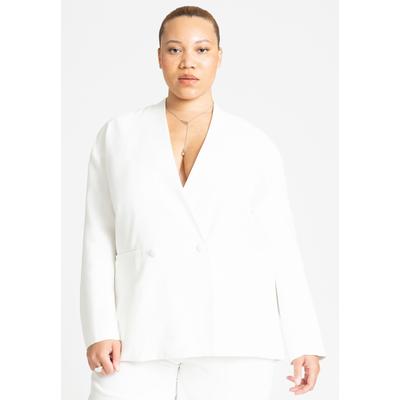 Plus Size Women's Clean Relaxed Double Breasted Blazer by ELOQUII in Sugar Swizzle (Size 26)