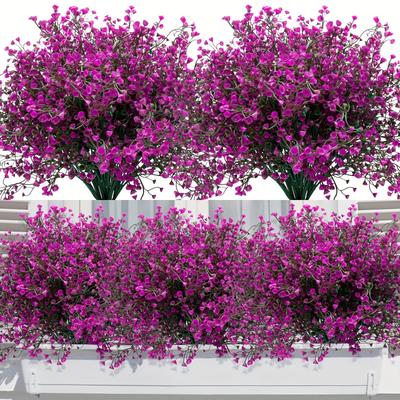 TEMU 12 Bundles Artificial Plant Uv Resistant Fake Stems Plants, Plastic Greenery For Indoor Outside Hanging Plants Garden Porch Window Box Home Wedding Farmhouse Outdoor Decorations For Patio Image