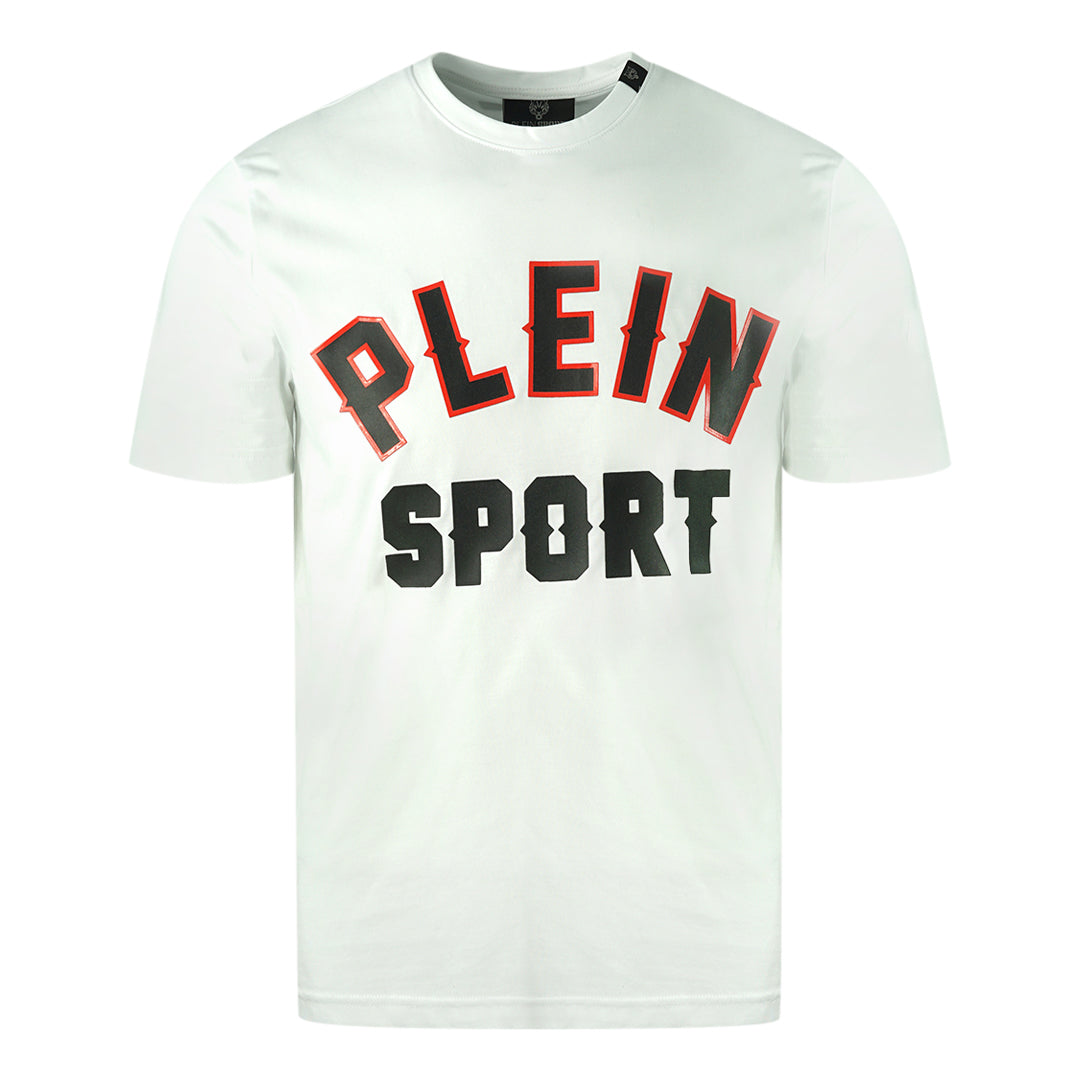 Weisses T-Shirt mit Blocklogo von Plein Sport Image