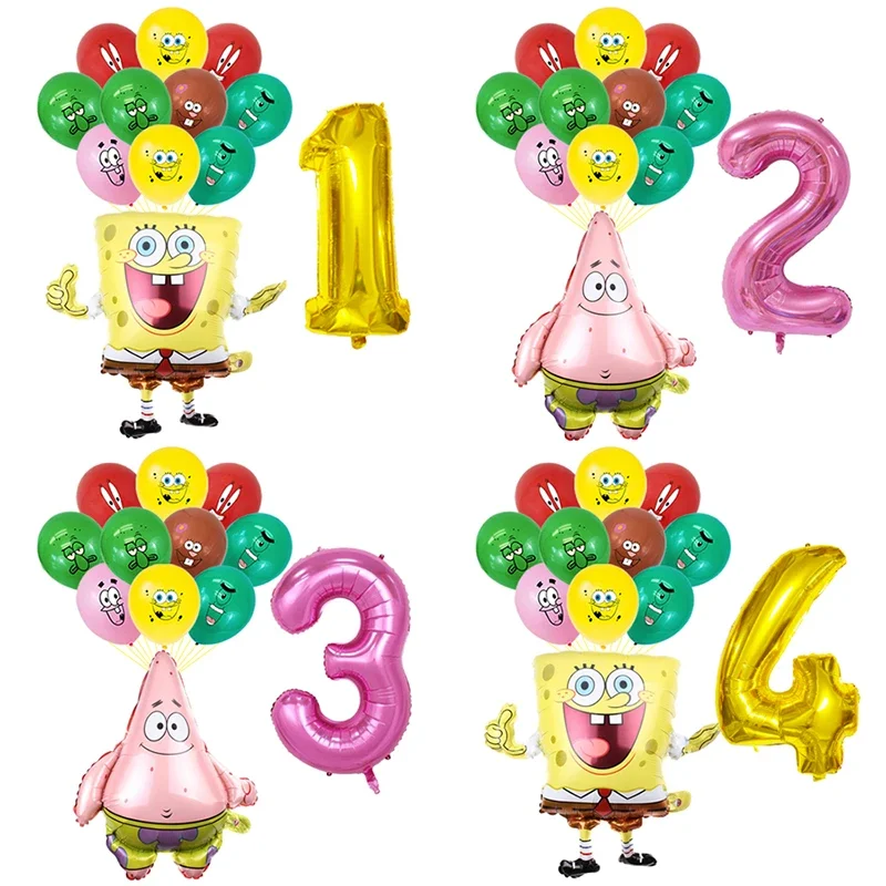 12 stücke niedlichen Spongebob Schwammkopf Patrick Star Luftballons Ball Globos Nummer Geburtstags feier Dekoration Kinder Baby Dusche Luftballons Image