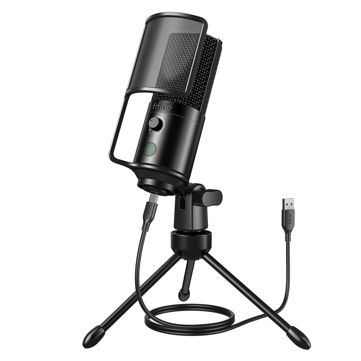 Fifine USB-Streaming-Mikrofon mit Pop-Filter, Kondensator mikrofon mit Tap-to-Mute-und Vol-Steuerung für PC, Aufnahme, YouTube-K669PRO1 Image