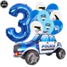 Polizei Thema Ballon Set Polizei Ballon Auto Ballon Polizei Party Latex Ballons blaue Nummer Ballon