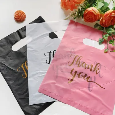 Thank You Gift Bag Plastic Black White Pink Candy Cookie Packing Bag for Wedding Birthday