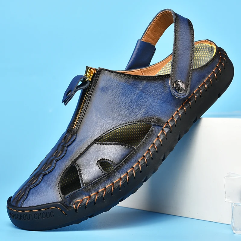 Sandali da uomo estivi scarpe Casual da uomo in vera pelle sandali in pelle da uomo all'aperto per uomo scarpe da spiaggia scarpe da uomo romane