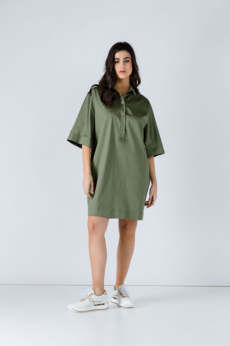 Übergroßes Khaki-Kleid L