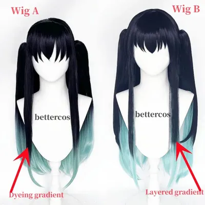 4 Types Anime Tokitou Muichirou Cosplay Wig Kisatsutai Tokitou Muichirou Wig Black Gradient Green