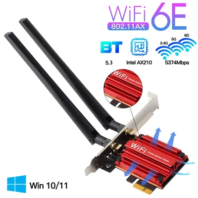 WiFi 6E 5400Mbps PCIe Wifi Adapter AX210 Wireless Network Card AXE3000 BT5.3 2.4/5/6GHz 5374Mbps