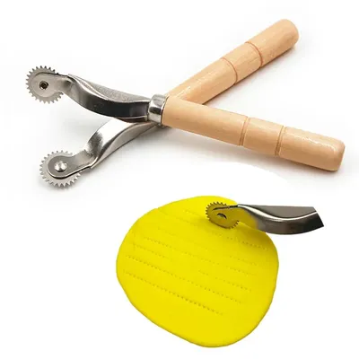 Pottery Wooden Handle Pressure Line Wheel Roller Modeling Knife DIY Soft Pottery Clay Polymer Point
