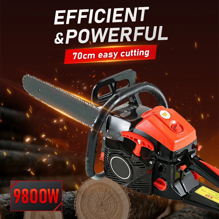 9800W High-Power Chainsaw Logging Saw 87CC 2-Stroke Petrol Gasoline Chain Saw Cutting Logging Chain Saws Power Tools