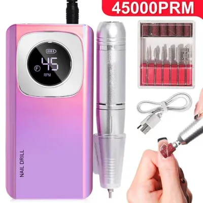 Original 45000RPM Professional Rechargeable Electric Nail Drill Machine Portable Cordless Nail File