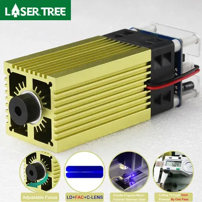LASER TREE 450nm 5W 4W Adjustable Focus TTL Laser Head DIY Engraving Laser Module for Wood Cutting Tools
