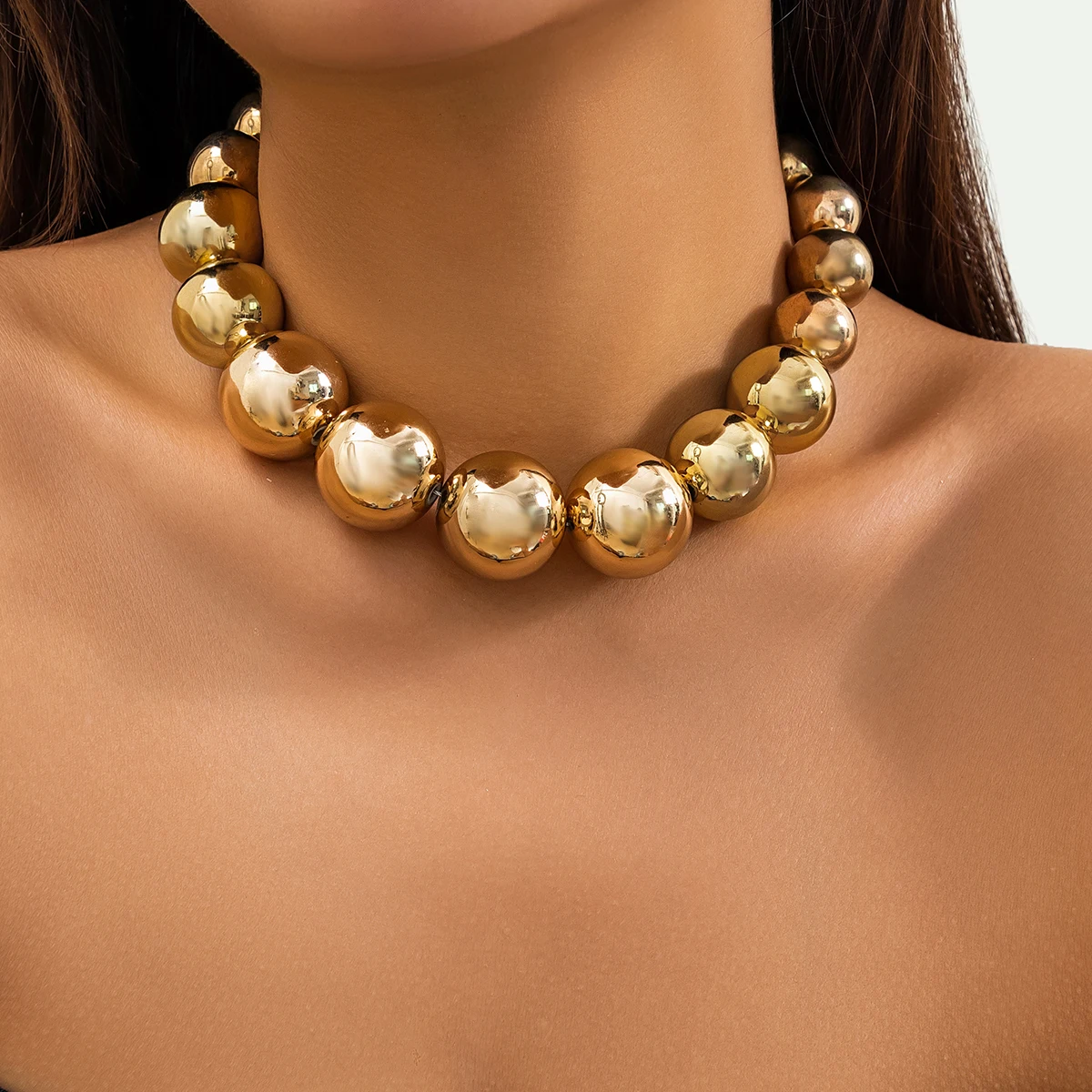 Ingesight. z übertrieben ccb Material große Kugel Perlen Choker Halskette für Frauen Punk Gold Farbe Hip Hop Kette Party Schmuck Geschenke