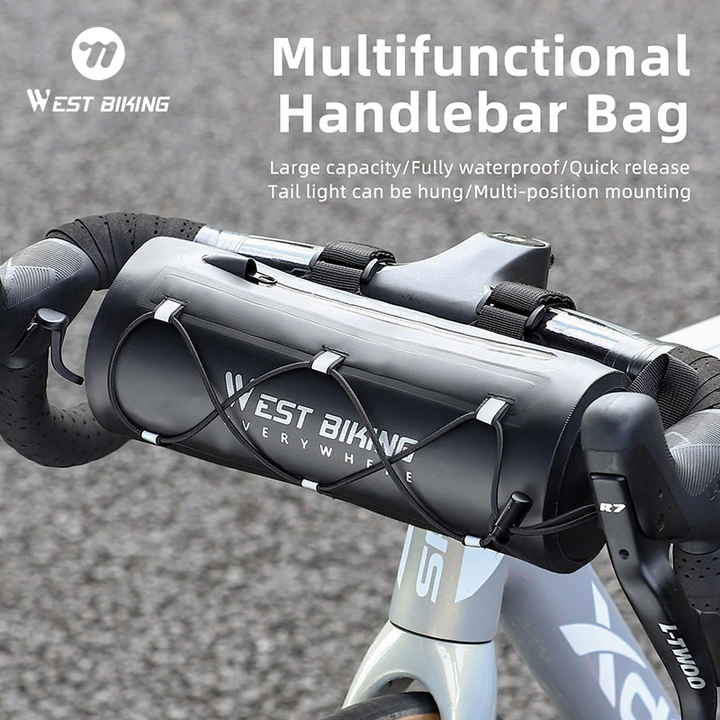 WEST BIKING Fahrrad-Lenkertasche, 2 l, multifunktional, wasserdicht, Fahrrad-Fronttasche, Radfahren, Handtasche, Umhängetasche, Fahrradzubehör Image