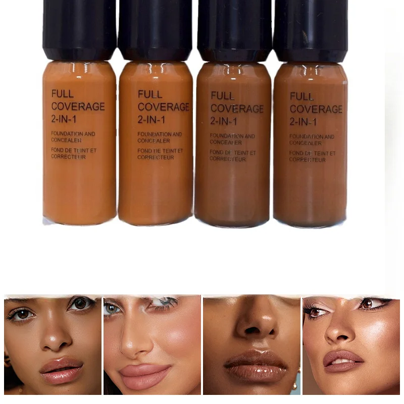 2-in-1 Foundation und Concealer Deep Flesh Color Liquid Foundation Glass Moisturizing and Nourishing Face Primer Base Makeup Image