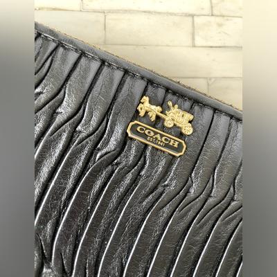 Coach Bags | Coach Pleated Leather Wallet Coach Madison Wallet Coach Gathered Leather Wallet | Color: Black/Gold | Size: Os