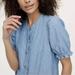 J. Crew Tops | Euc J. Crew Blue Chambray Ruffle Puff-Sleeve Top, Size Xxs | Color: Blue | Size: Xxs