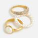 J. Crew Jewelry | Jcrew Pearl And Crystal Rings Set-Of-Three Nwt Size 8 Gold Finish | Color: Gold | Size: Size 8