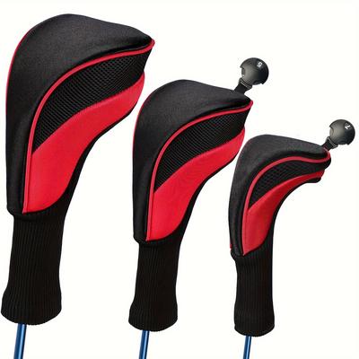 TEMU 3pcs Golf Head Covers With Interchangeable Labels, Suitable For And Driver Clubs, Golf Accessories Image