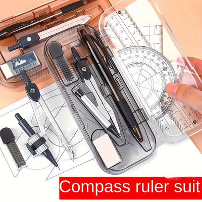 TEMU Professional Compass And Ruler Set For Geometric - Includes Plates And Stationery Set