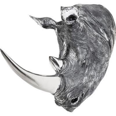 Wandschmuck Nashorn-Kopf, silber, 53x44cm