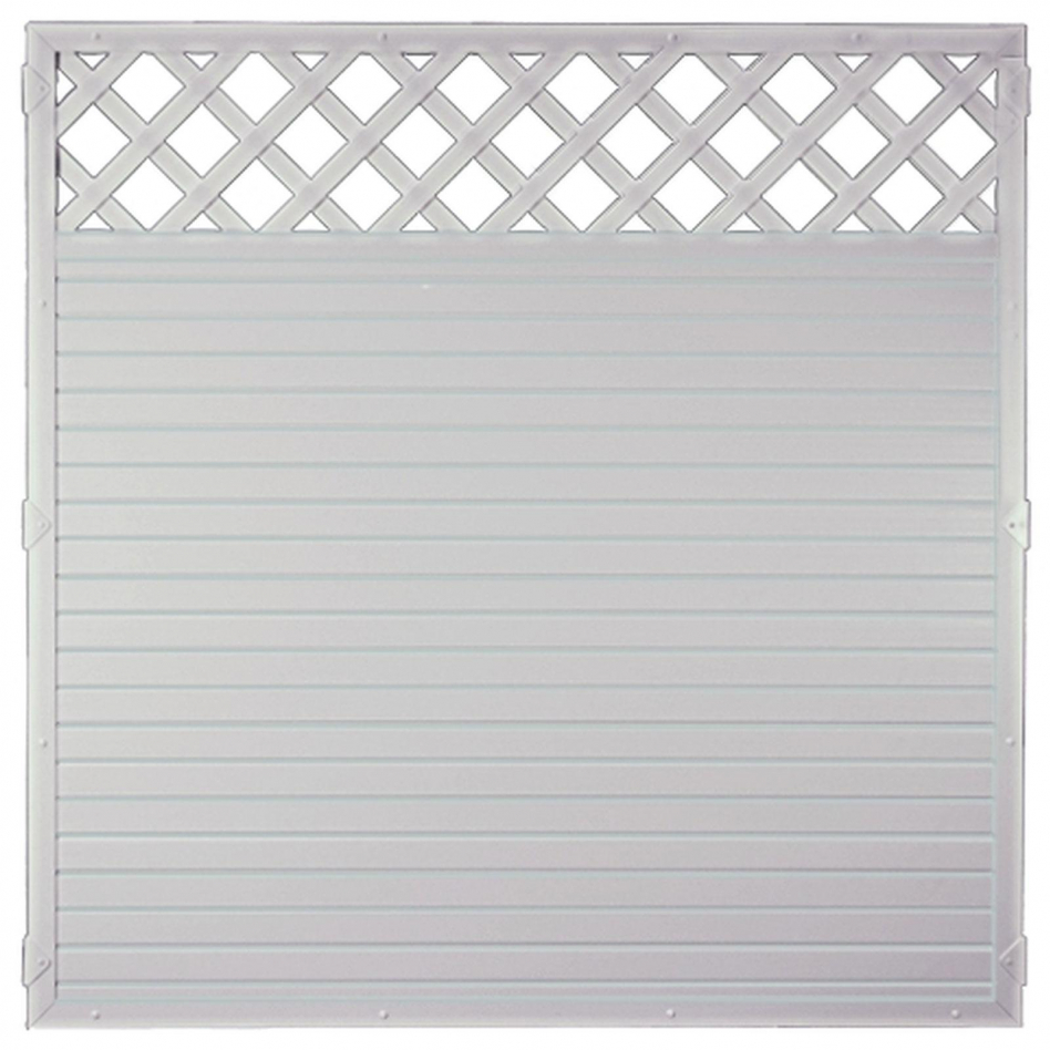 T&J Sichtschutzzaun LIGHTLINE mit Dekorgitter weiß Sichtschutz Lamellenzaun, 180x180 cm Image