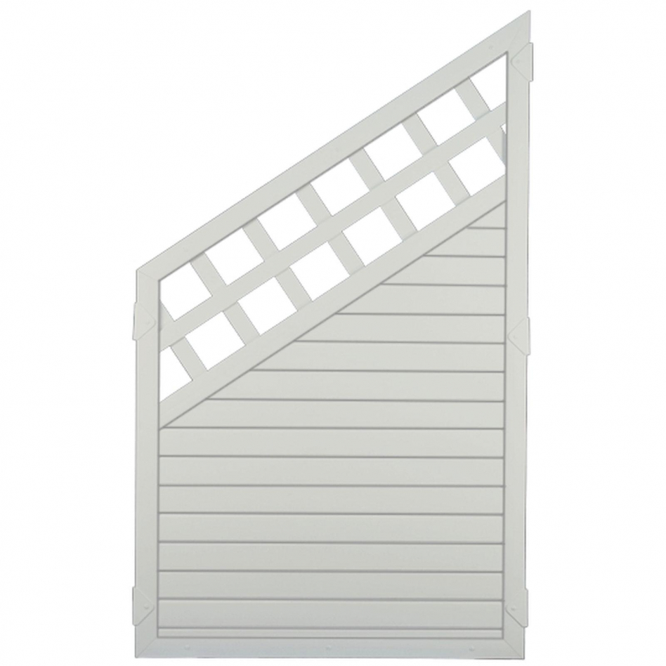 T&J Sichtschutzzaun LIGHTLINE mit Dekorgitter Ecke weiß Sichtschutz Lamellenzaun, 90x150/90 cm, Ecke links Image