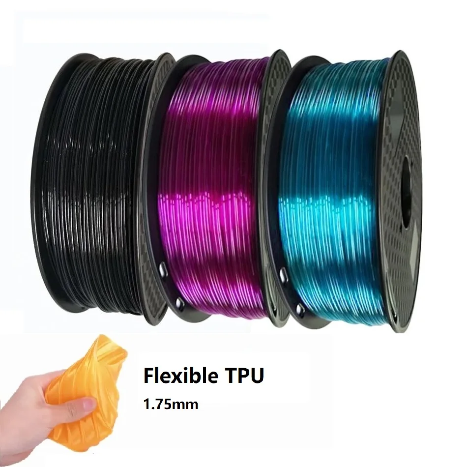 Hochgeschwindigkeits-3D-Drucker-Filament, flexibles TPU, 1,75 mm, 1 kg, 250 g, Regenbogen-Filament, leuchtet im Dunkeln, transparentes Filament, klares TPU, weich Image