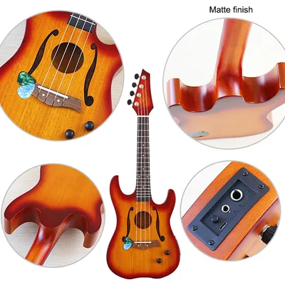 Neue Ankunft 26 Zoll Elektrische Ukulele Gitarre Volle Okoume Holz Gitarre Körper 4 String Mini Uk Gitarre Kinder Geschenk