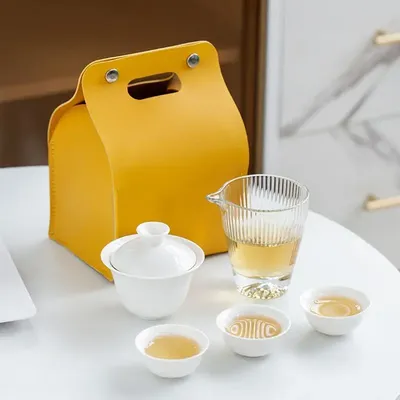 Glas-Reise-Teeset, kleine Bubble Tea-Tassen, Auto-Tragetasche, Outdoor One Pot, zwei Tassen, Tea Seas Fairway-Tassen, Quick Cups