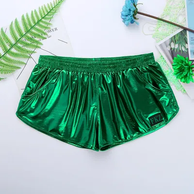 Mens Shiny Metallic Boxer Shorts Low Rise Elastische Waistban Dance Party Kostüm Bühne Leistung Rave Clubwear Boxer Badehose