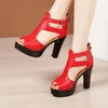 10 cm Kleine Größe 32-43 Elegante Lederschuhe Frau Block High Heels Plateau Sandalen 2025 Sommer