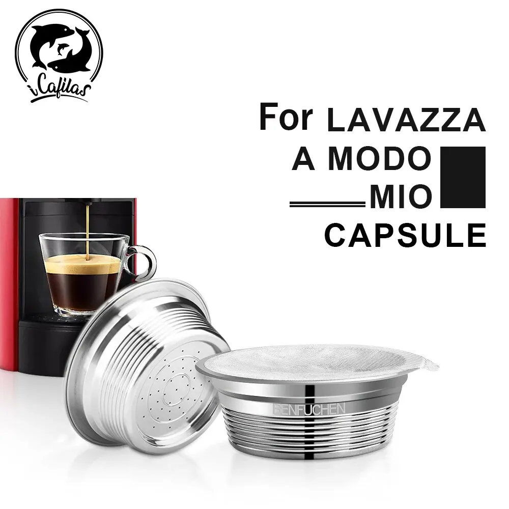 Für Lavazza A modo mio Machine Wiederverwendbare Kaffeekapsel mit Aluminium-Aufkleberfolie, nachfüllbare Kaffeepul aus Edelstahl Image