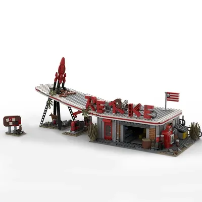NEW1285PCS Stadt Heißer Verkauf Street View Moc Fallout 4 Red Rocket Truck Stop DIY kreative ideen Kinder Spielzeug geburtstag geschenk Blöcke Image