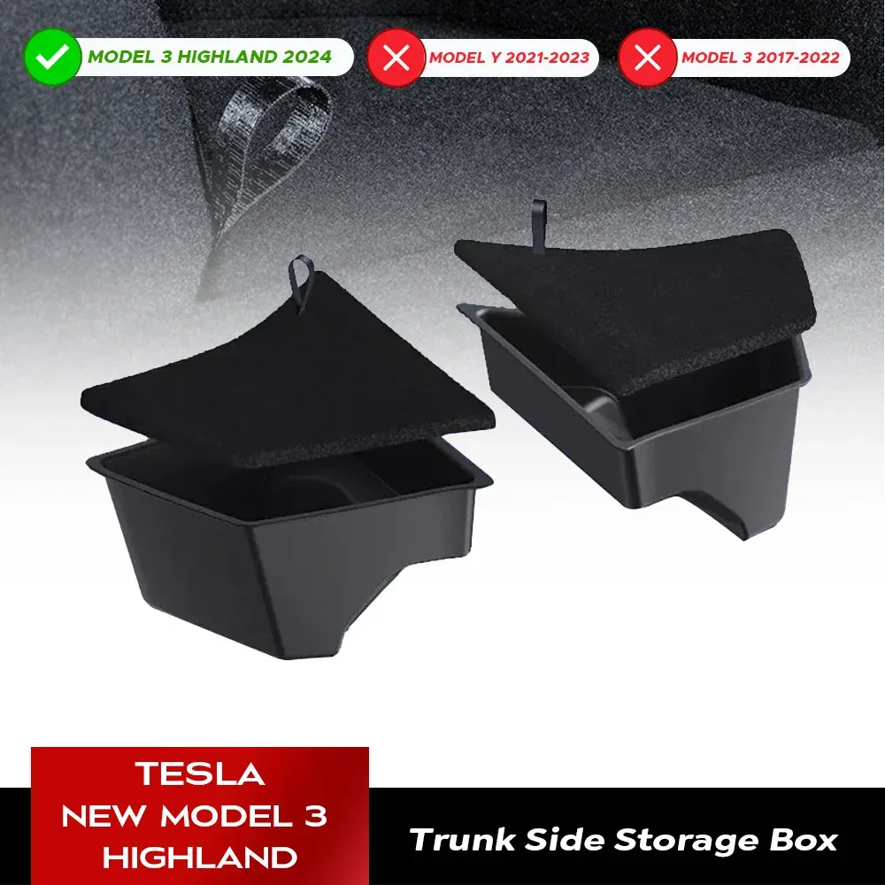 Für 2024 2025 Tesla Model 3 Highland Rear Trunk Side Storage Box mit Abdeckung Tail Boot Organizer Partition Dekoration Zubehör Image