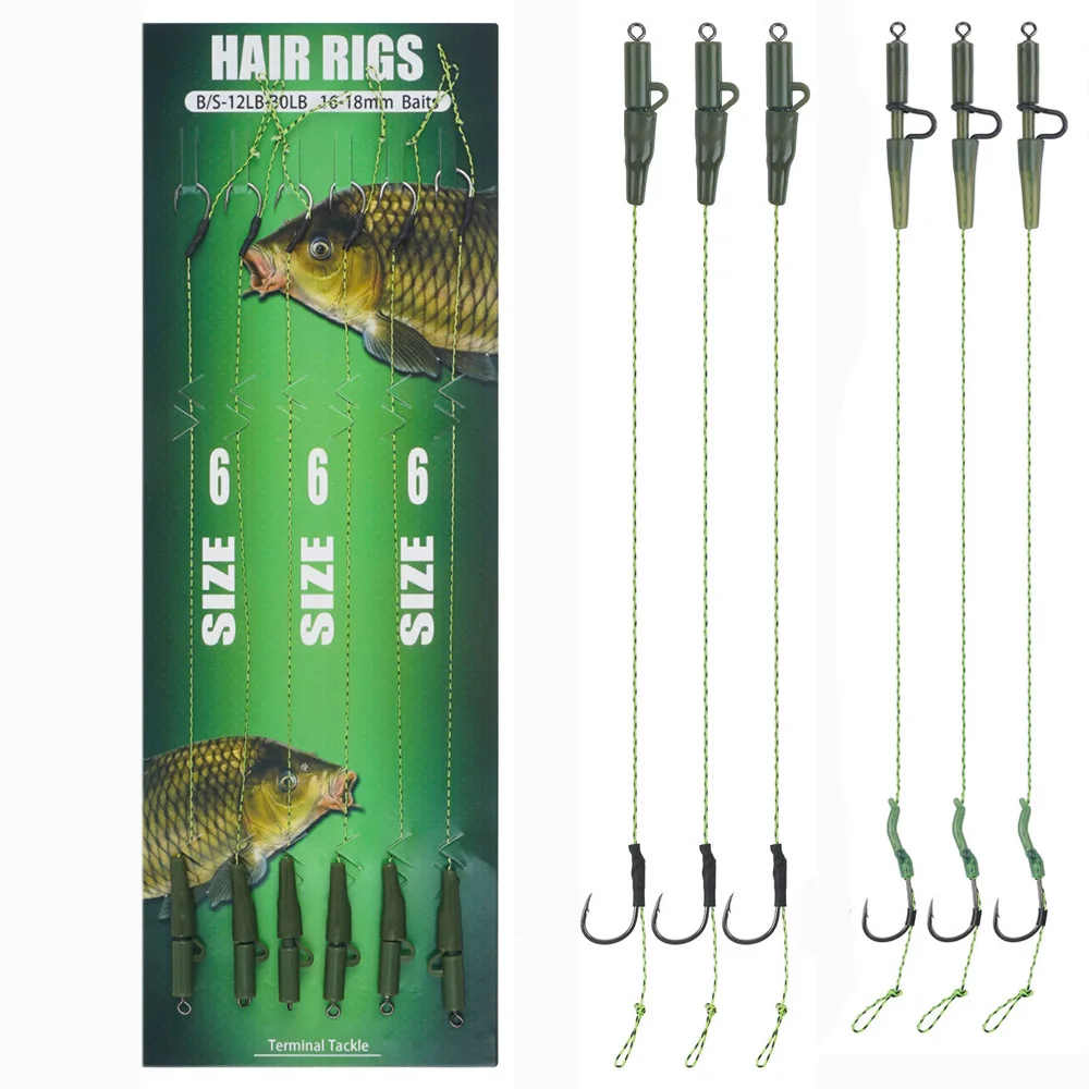 6 Stücke Karpfenangeln Haar Rigs Vorgebundene Karpfenhaken Vorfach Linie Karpfen Boilie Köder Rigs Karpfenangeln Rig Terminal Tackle 2 # 4 # 6 # Image