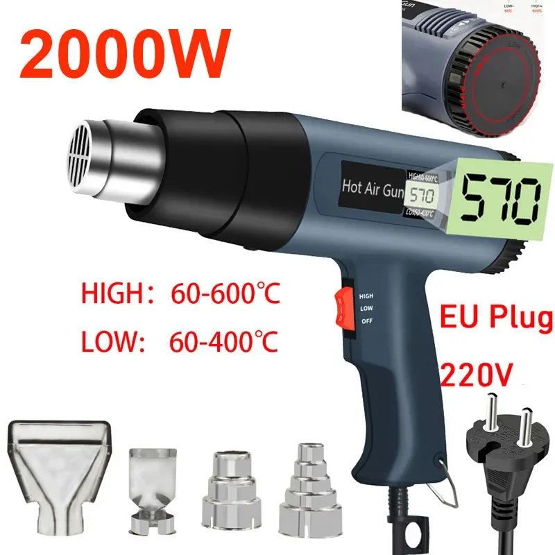 220V Heißluftpistole 2000W Variable Fortgeschrittene Elektrische Heißluftpistole mit Einstellbaren Temperaturen Image