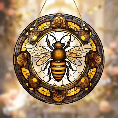 1 Packung hölzerne Bienen tür Zeichen rundes Logo kreative Dekoration Zeichen nach Hause Image