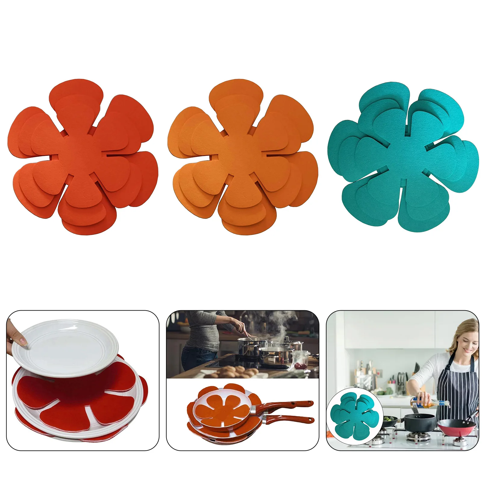12 stücke Filz Pad Topf Pan Schutz Anti Scratch Teiler Pads Verhindern Kratzer Separate Schützen Oberflächen Antihaft-pfannen Image