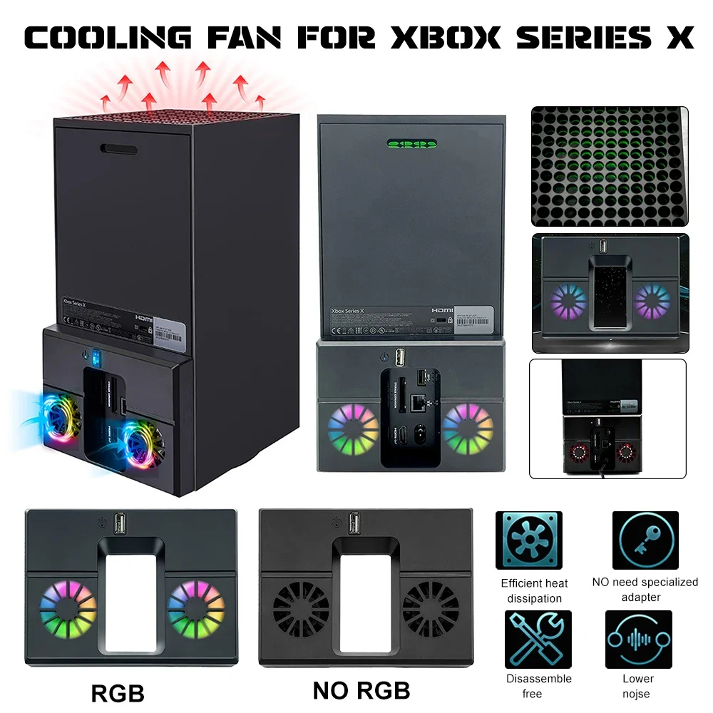 RGB-Lüfter für Xbox-Serie x Konsolen spiel Host-Kühl ventilator Dock-Basen Halterungen Vertikalst änder Host-Seiten heizkörper für Xbox
