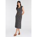 Jerseykleid KANGAROOS, Damen, Gr. 48, N-Gr, schwarz (schwarz, grau, weiß), Jersey, Obermaterial: 100% Baumwolle, bedruckt, gepunktet, gemustert, ethno, Minimalmuster, casual, figurbetont wadenlang, Rundhals, Kurzarm, Kleider, mit modischem Alloverprint